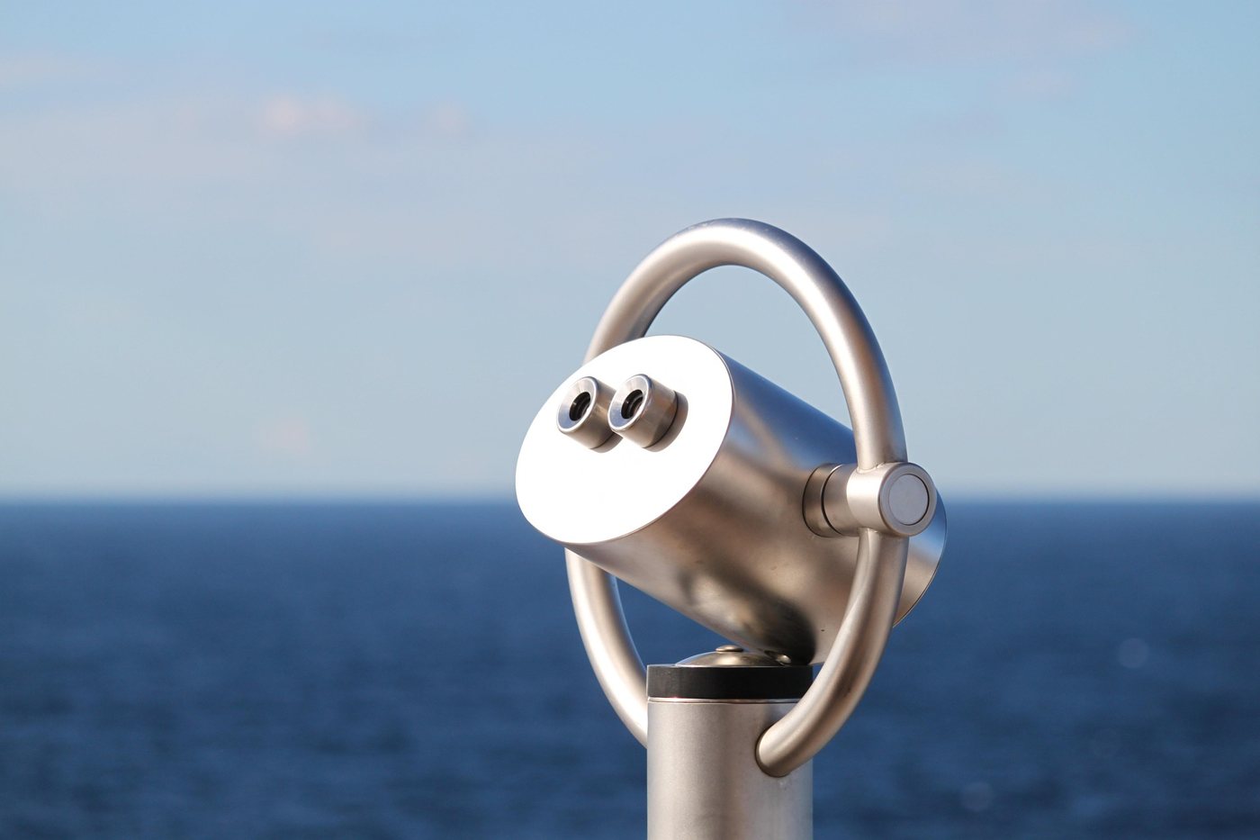Coin-operated binoculars overlooking the open sea